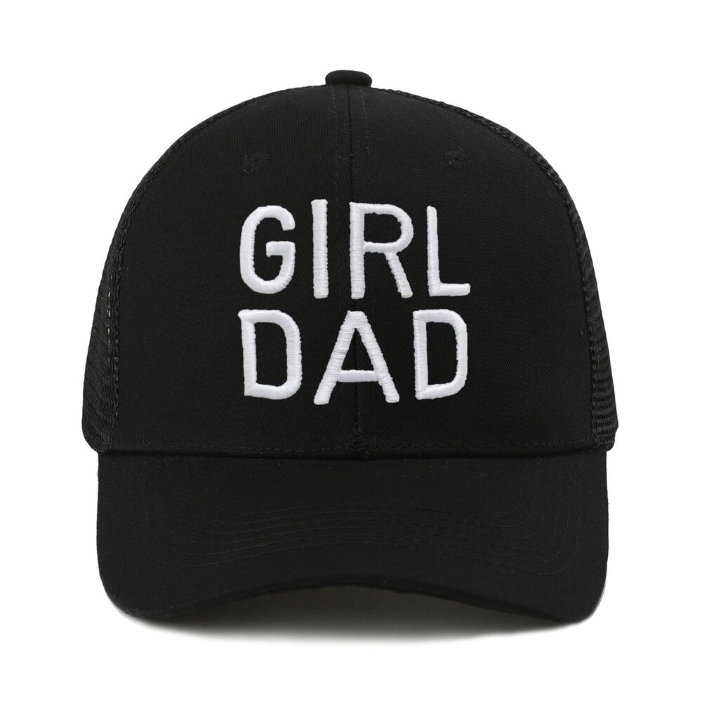 Embroidered Adjustable Baseball Cap - Girl Dad Black